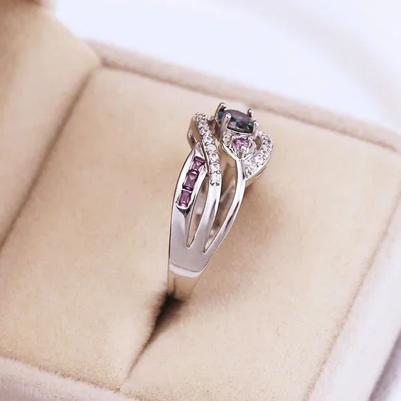 "Unique Magic Color Factory Outlet Colorful Water Drop Amethyst Ring, GPMB1483 - Picture 4 of 4